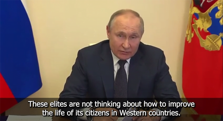 President Putin addresses citizens of the west